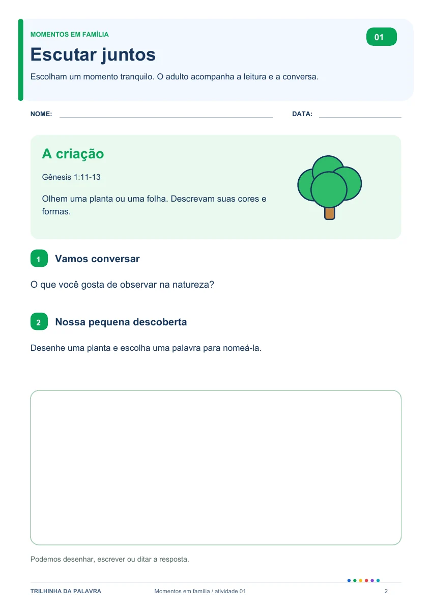 Proposta de conversa e desenho em família