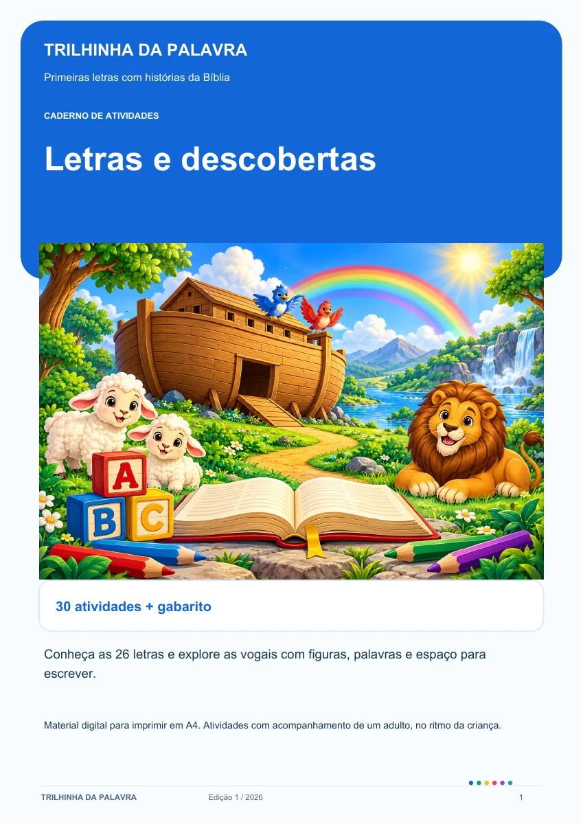 Capa do caderno Letras e descobertas